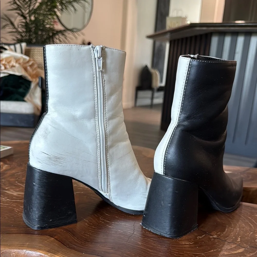Nasty Gal Black and White Ankle Boots - Picture 3 of 4